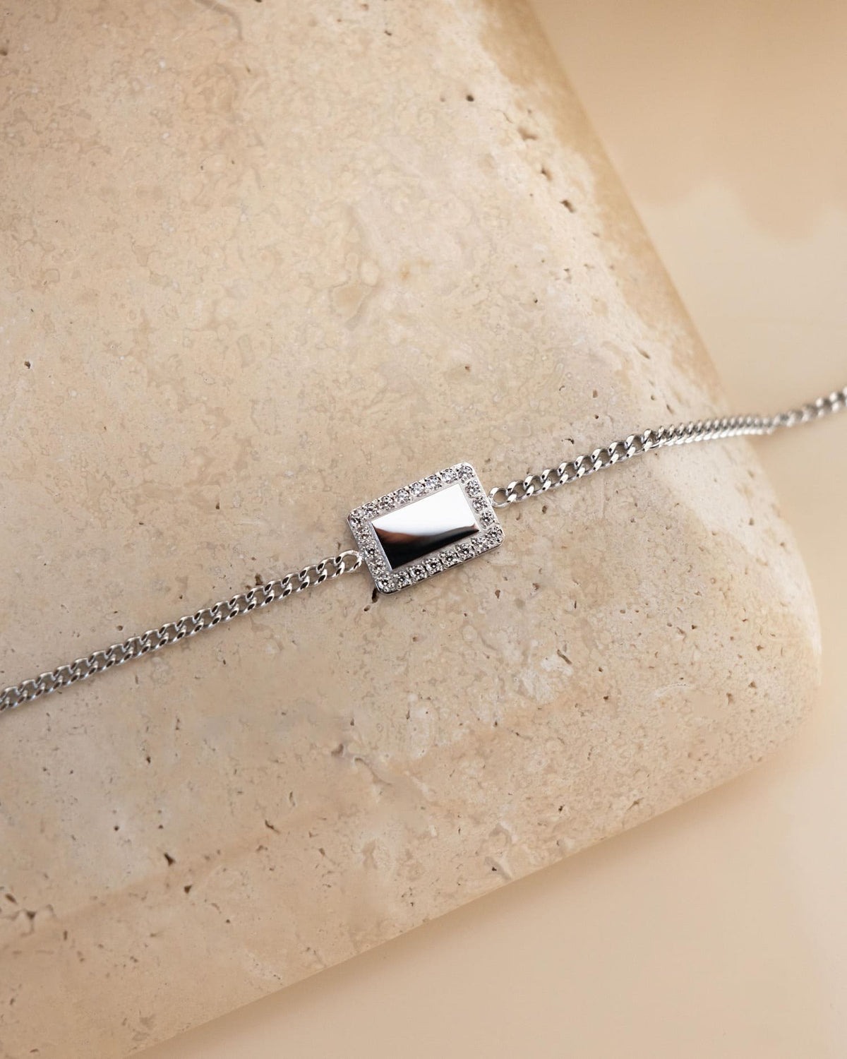 Gravurarmband Gravurplatte Eckig Zirkonia