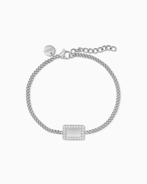 Gravurarmband Gravurplatte Eckig Zirkonia