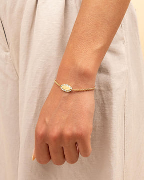 Initialen Gravurarmband Gravurplatte Oval Zirkonia