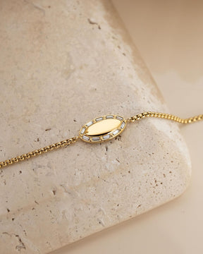 Initialen Gravurarmband Gravurplatte Oval Zirkonia