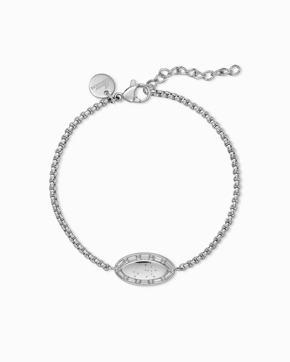 Sternzeichen Gravurarmband Gravurplatte Oval Zirkonia