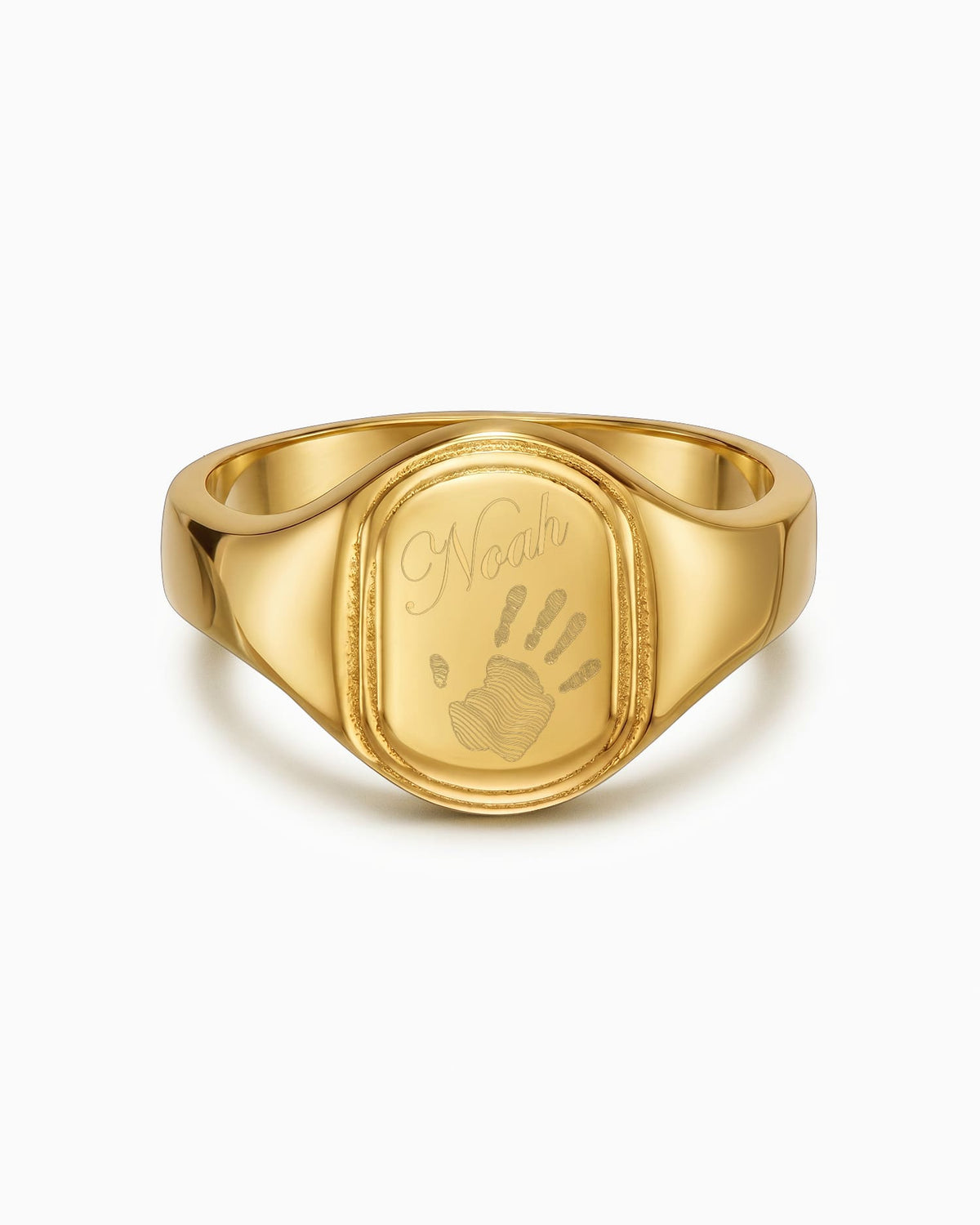 Handabdruck Gravurring Goldring Oval