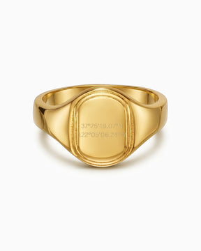 Koordinaten Gravurring Goldring Oval