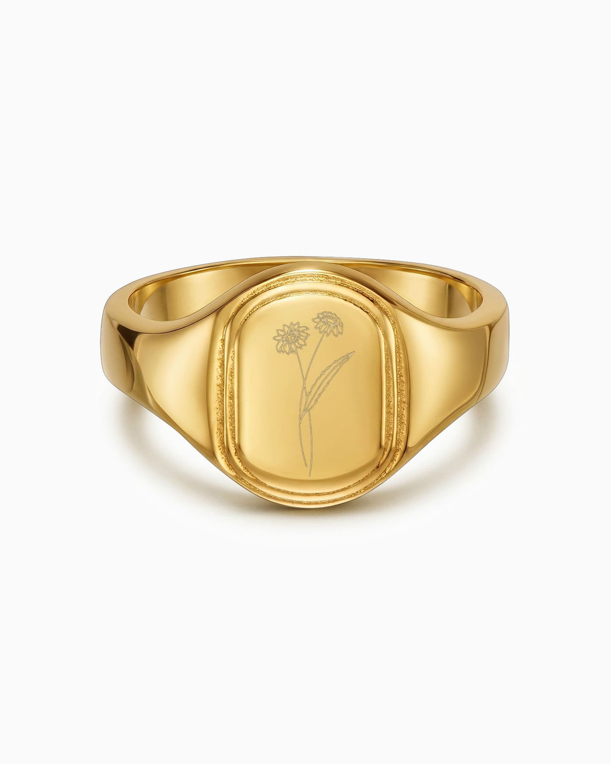 Geburtsblume Gravurring Goldring Oval