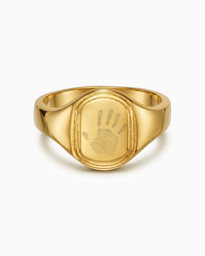 Handabdruck Gravurring Goldring Oval