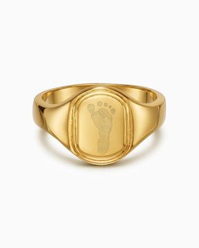 Fußabdruck Gravurring Goldring Oval