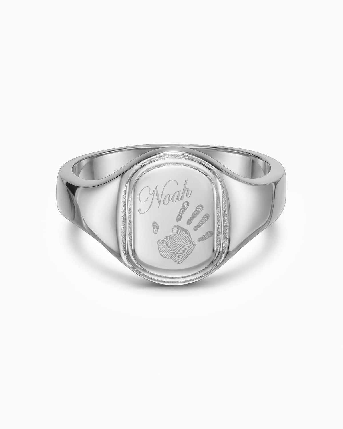 Handabdruck Gravurring Silberring Oval