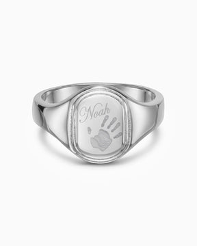 Handabdruck Gravurring Silberring Oval