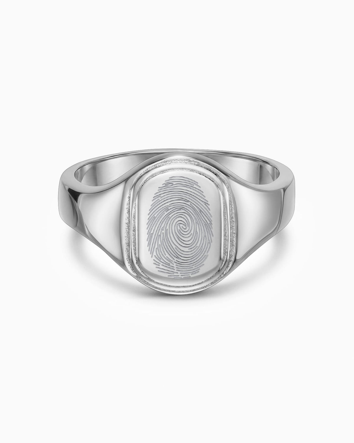 Fingerabdruck Gravurring Silberring Oval