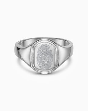 Fingerabdruck Gravurring Silberring Oval