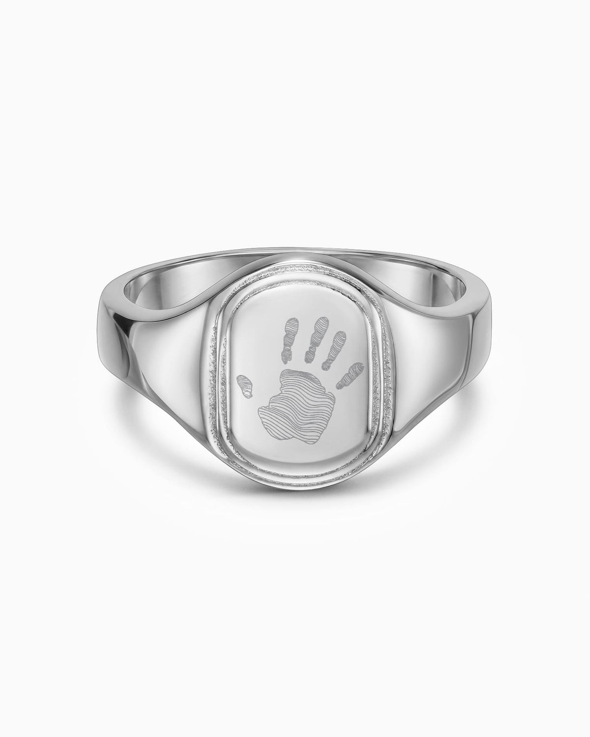 Handabdruck Gravurring Silberring Oval