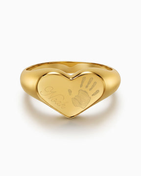 Handabdruck Gravurring Herz Goldring