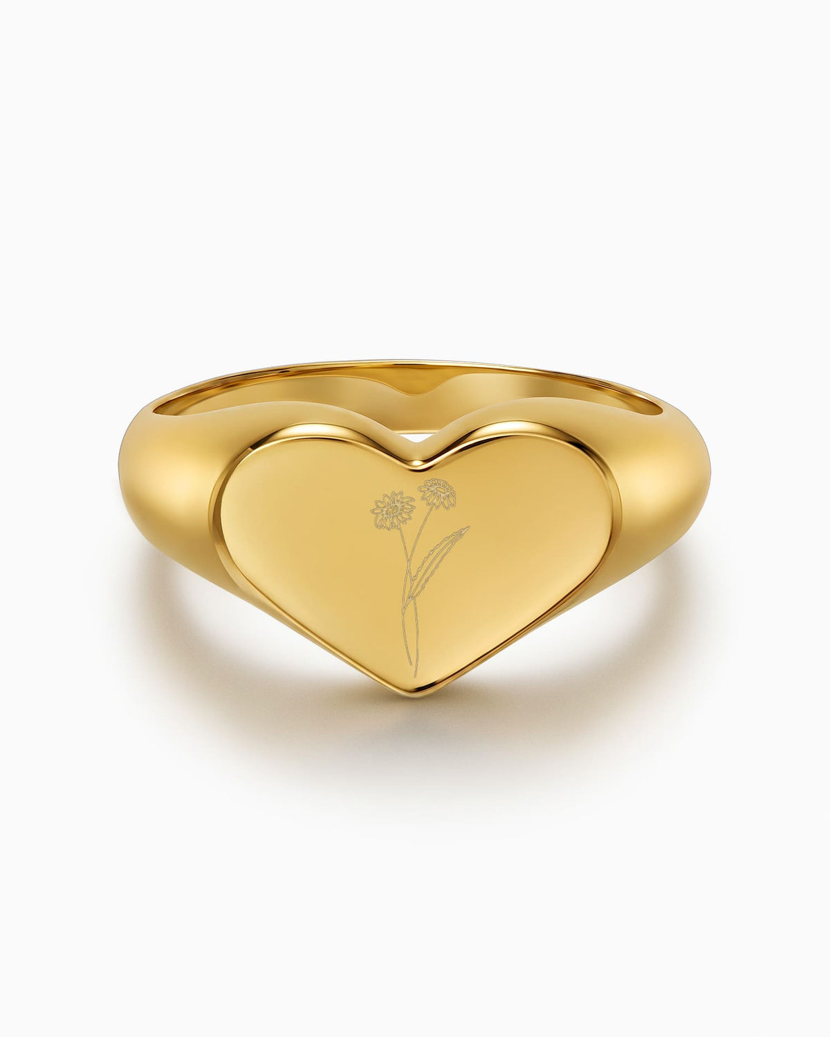 Geburtsblume Gravurring Herz Goldring
