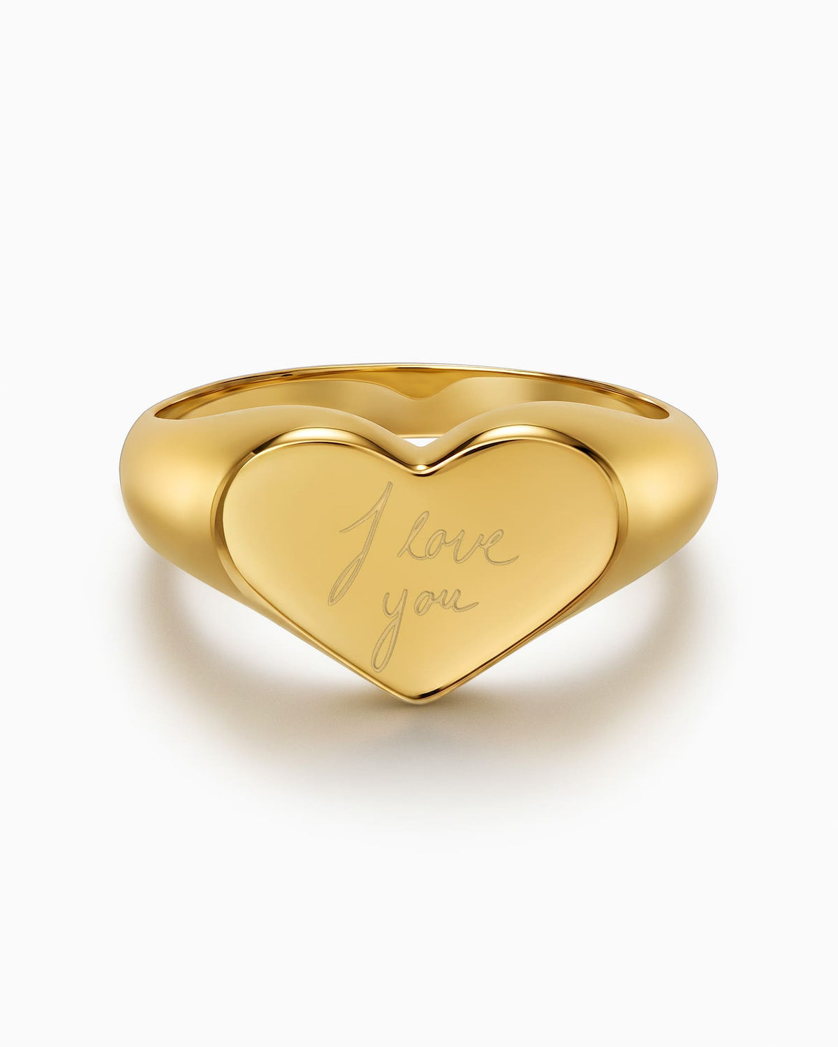 Handschrift Upload Gravurring Herz Goldring