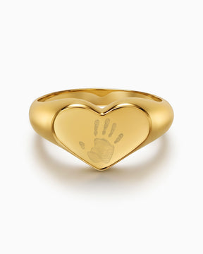 Handabdruck Gravurring Herz Goldring