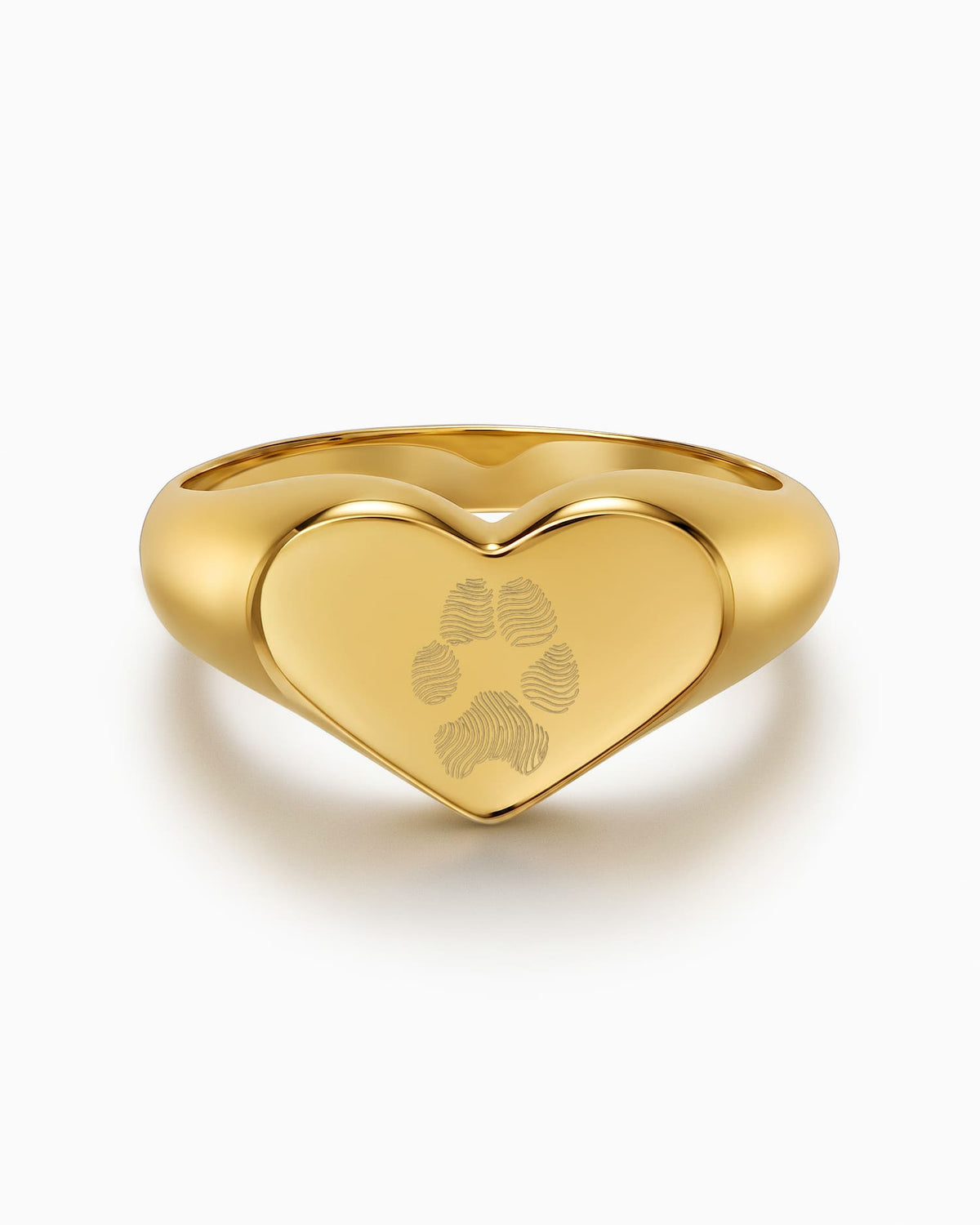 Pfotenabdruck Gravurring Herz Goldring