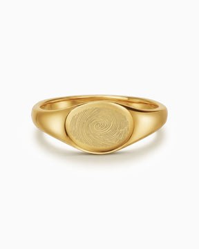 Goudring voor dames met gegraveerde vingerafdruk