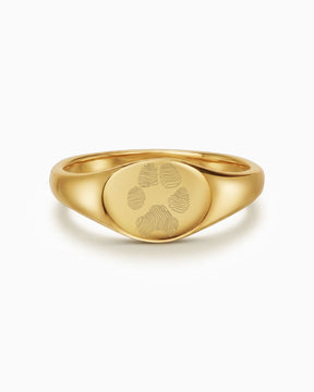Pfotenabdruck Gravurring Damen Goldring