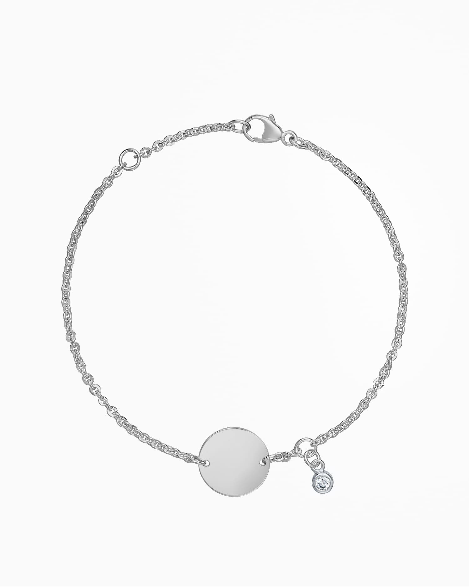 Gravurarmband Gravurplatte Rund Zirkonia