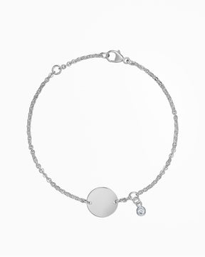 Gravurarmband Gravurplatte Rund Zirkonia