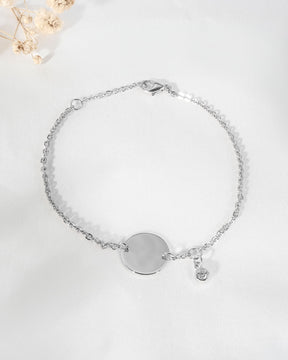 Pfotenabdruck Gravurarmband Gravurplatte Rund Zirkonia