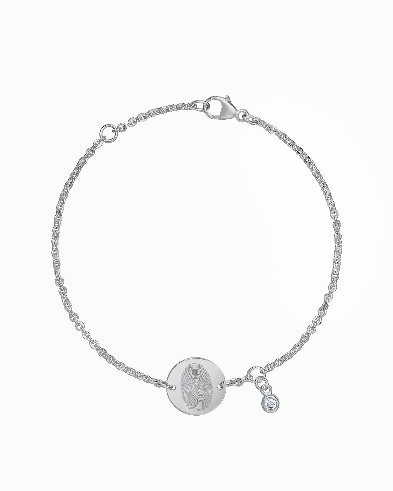 Fingerabdruck Gravurarmband Gravurplatte Rund Zirkonia