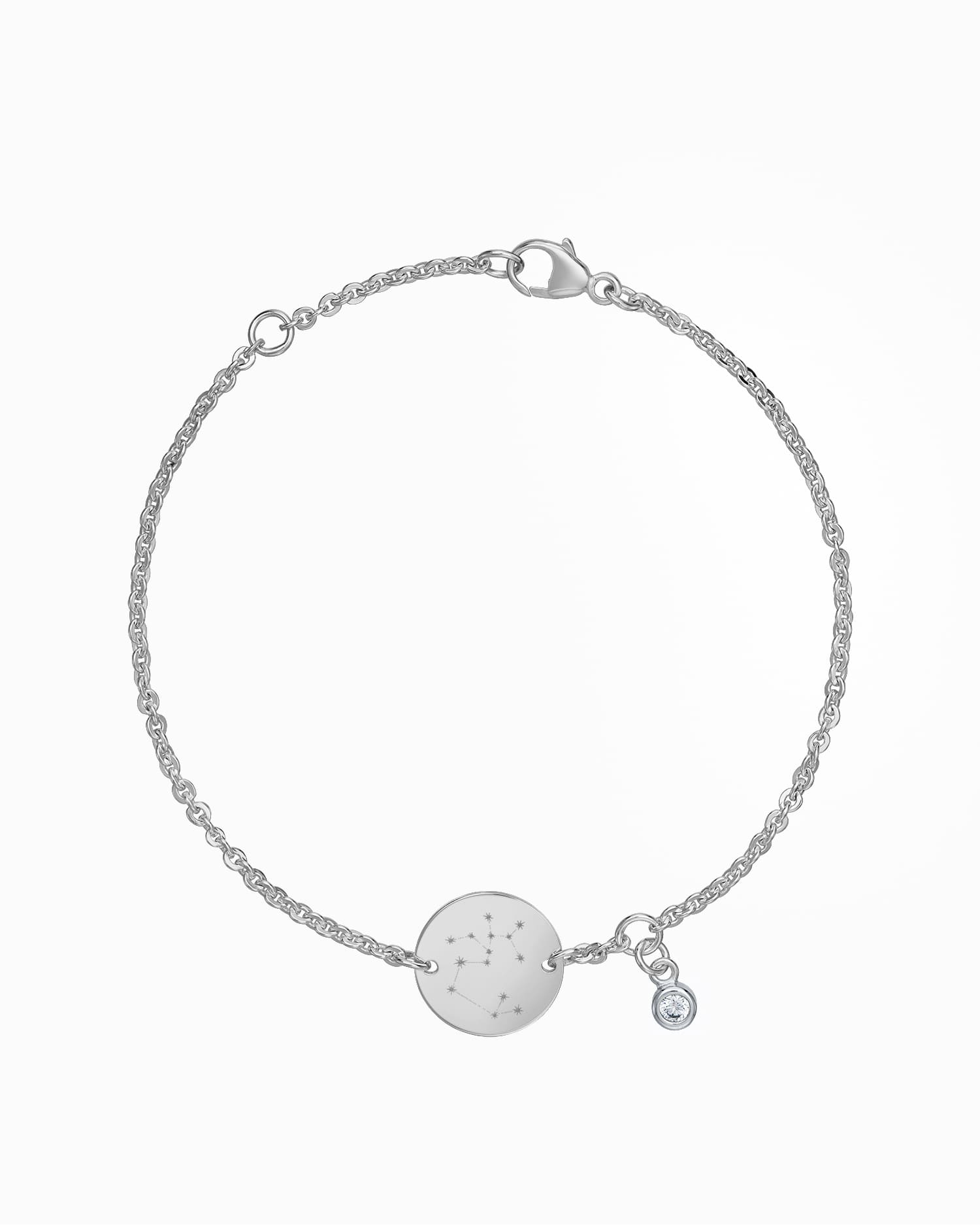 Sternzeichen Gravurarmband Gravurplatte Rund Zirkonia