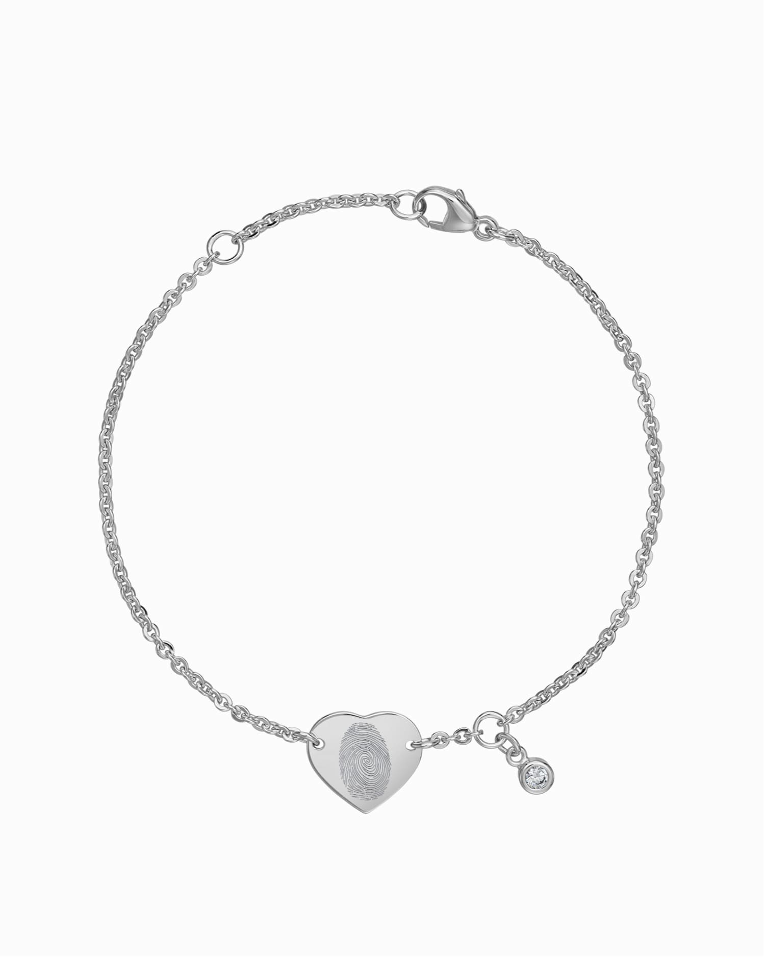 Fingerabdruck Gravurarmband Gravurplatte Herz Zirkonia