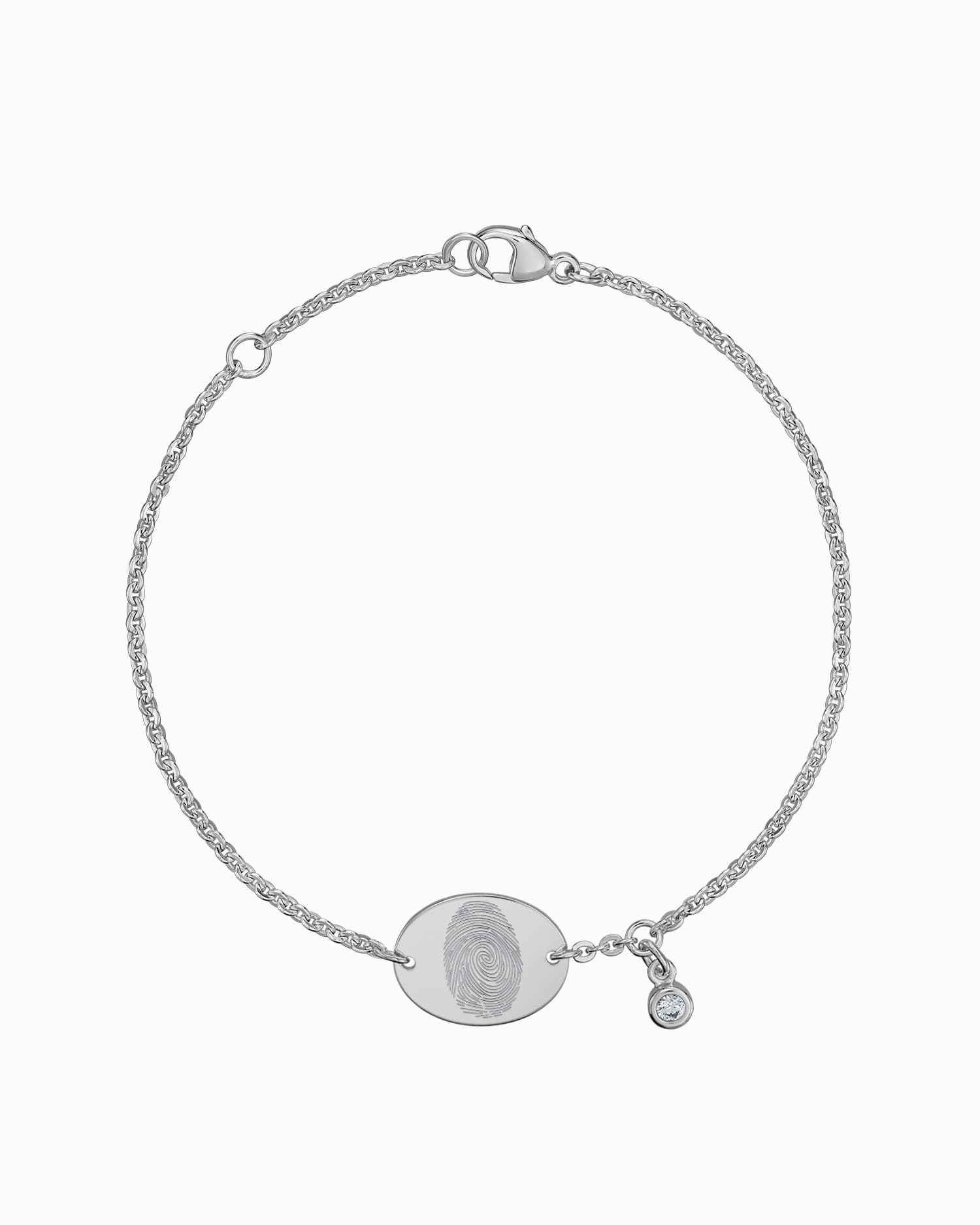 Fingerabdruck Gravurarmband Gravurplatte Oval Zirkonia