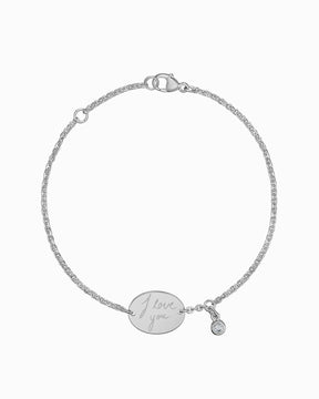 Handschrift Upload Gravurarmband Gravurplatte Oval Zirkonia