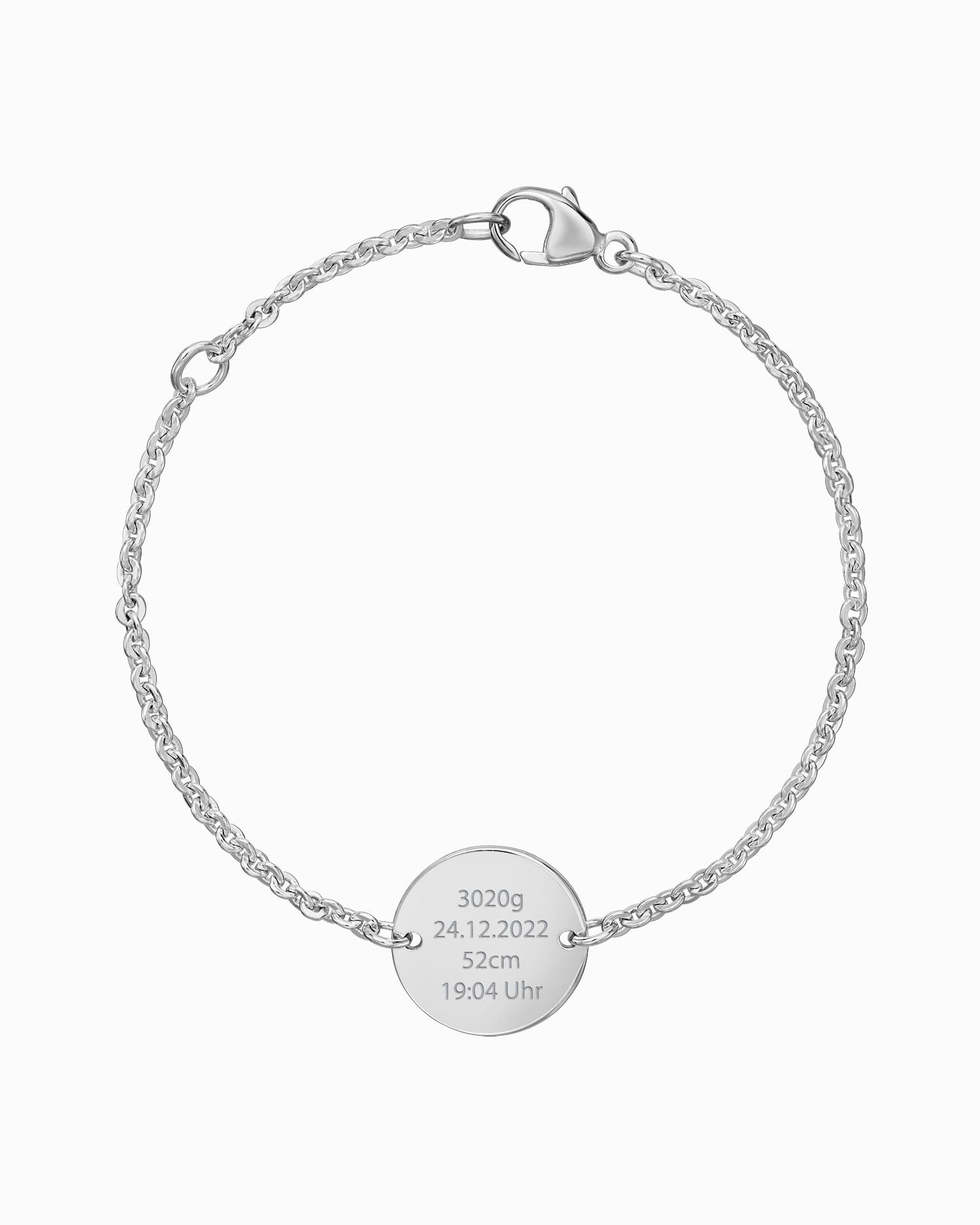 Geburtsdaten Gravurarmband Gravurplatte Rund