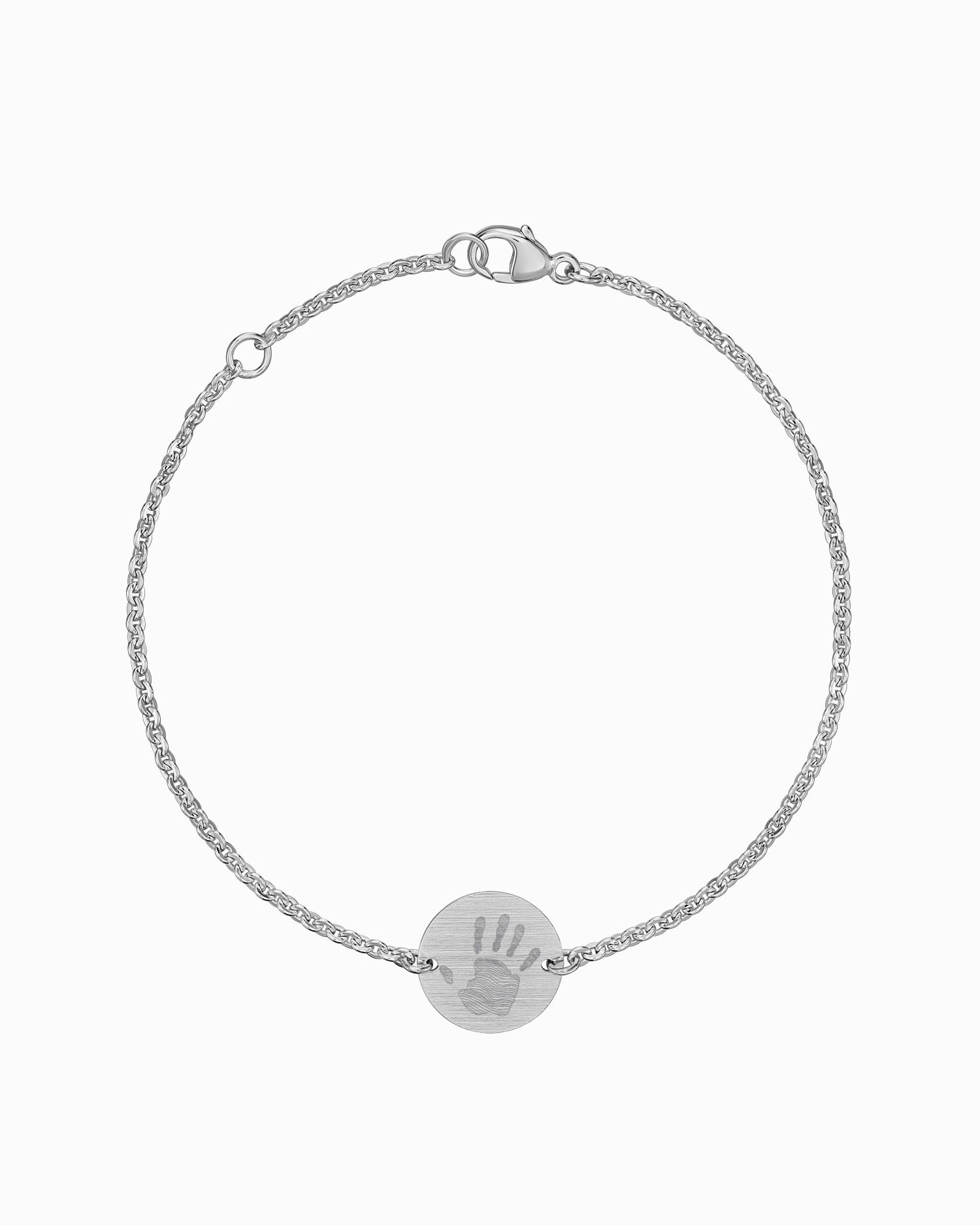 Handabdruck Gravurarmband Gravurplatte Rund