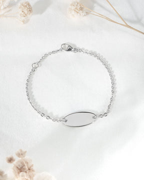 Geburtsdaten Gravurarmband Gravurplatte Oval Zirkonia