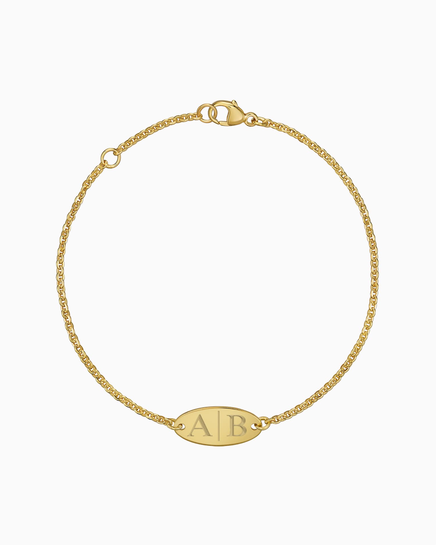 Initialen Gravurarmband Gravurplatte Oval Zirkonia