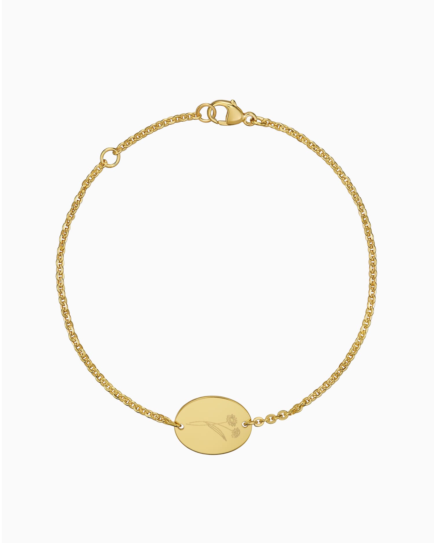 Geburtsblume Gravurarmband Gravurplatte Oval
