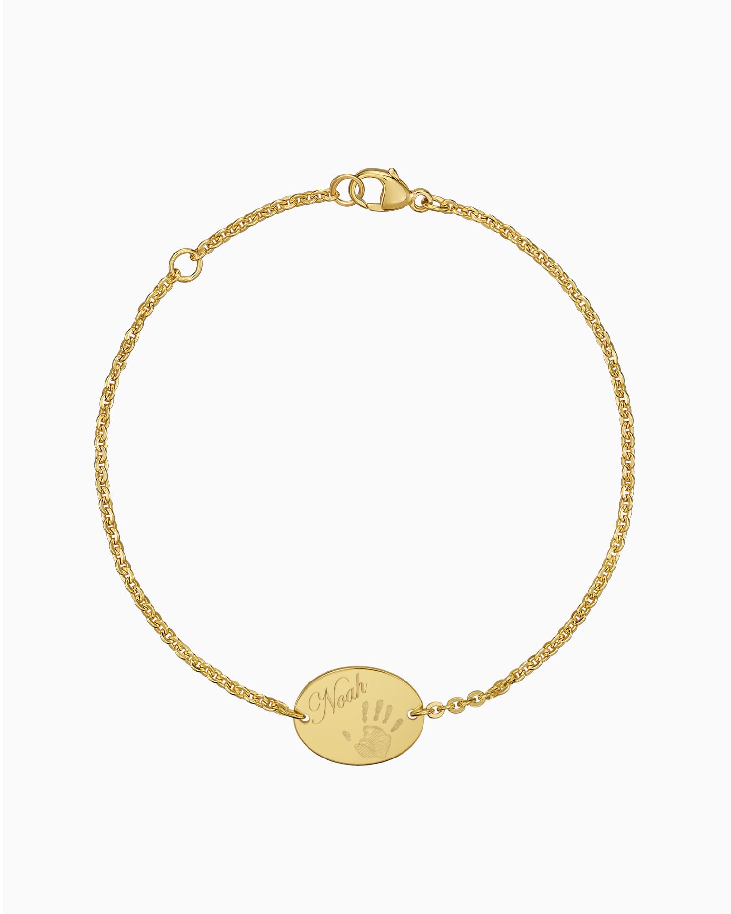 Handabdruck Gravurarmband Gravurplatte Oval