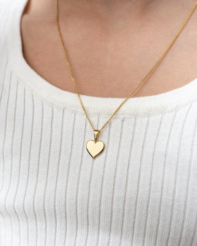 Heart Necklace Engraved Plate Pendant 10mm