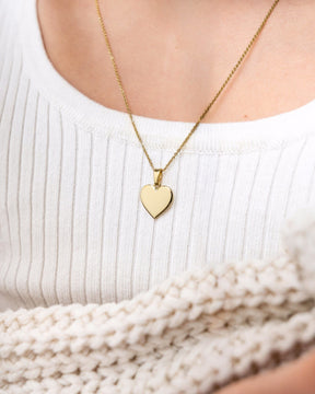 Heart Necklace Engraved Plate Pendant 12mm