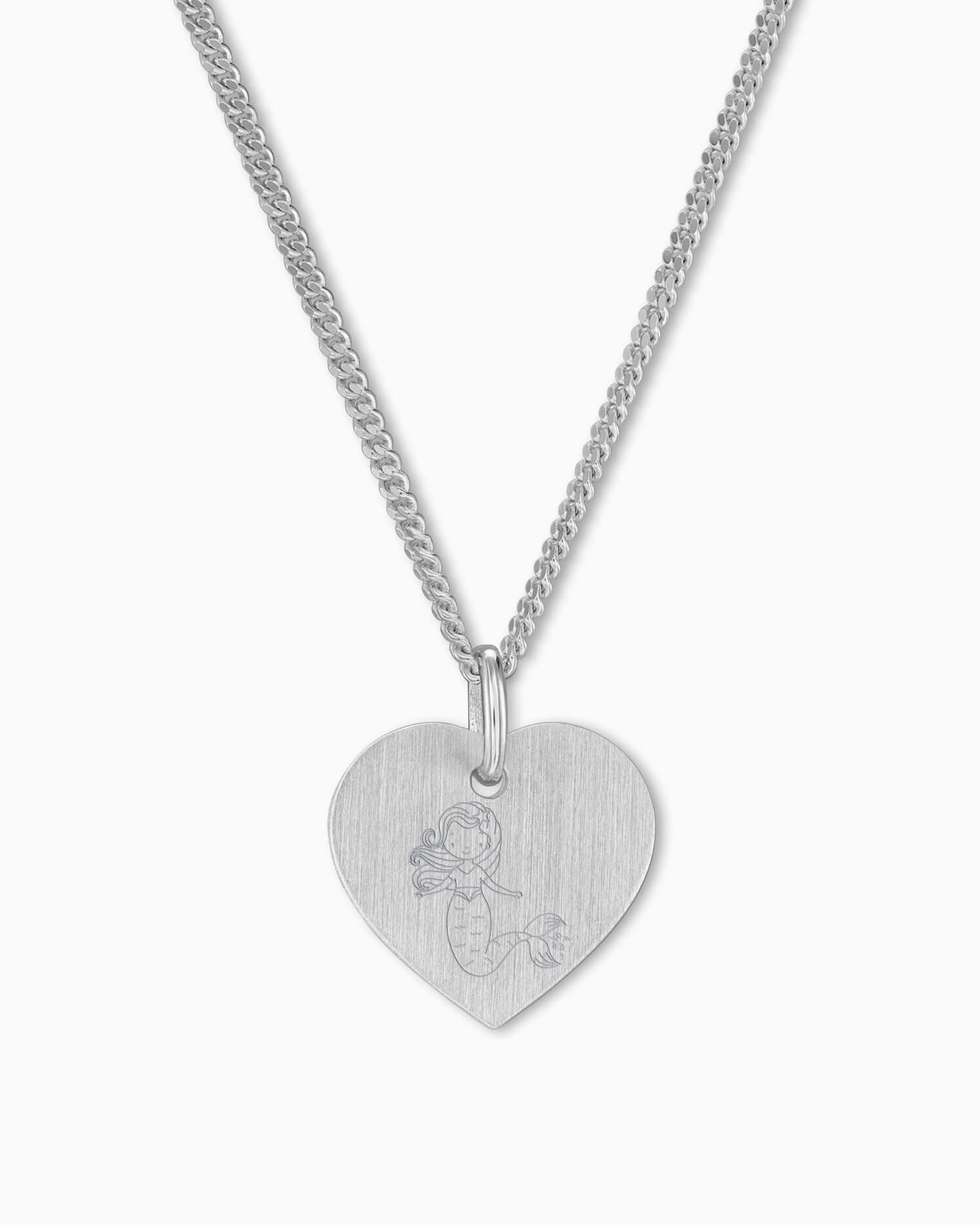 Kindersymbole Herz Halskette Gravurplatte Anhänger 13mm