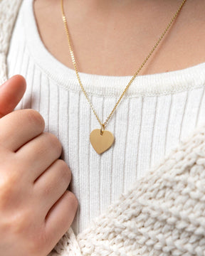 Heart Necklace Engraved Plate Pendant 13mm