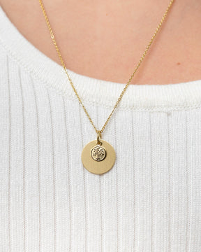 Engraved plate necklace pendant Tree of Life 14mm