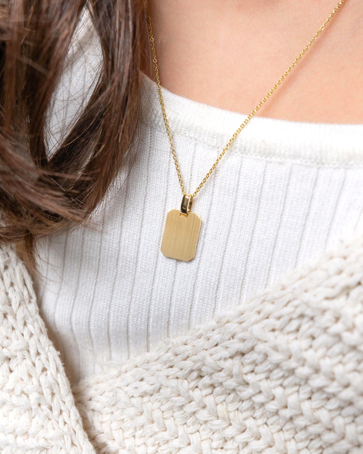 アクセサリー Engraved Plate Pendant Engraved Plate Necklace Pendant Square