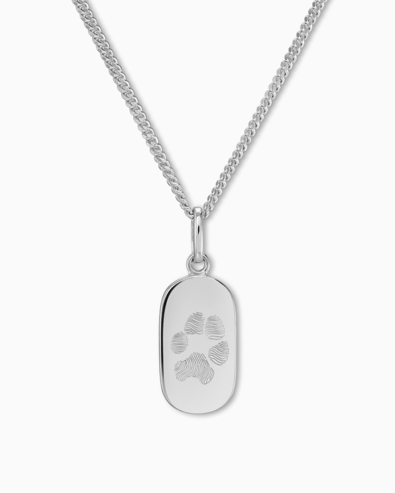 Pfotenabdruck Gravurplatten Halskette Anhänger Oval - Gravurschmuck.de