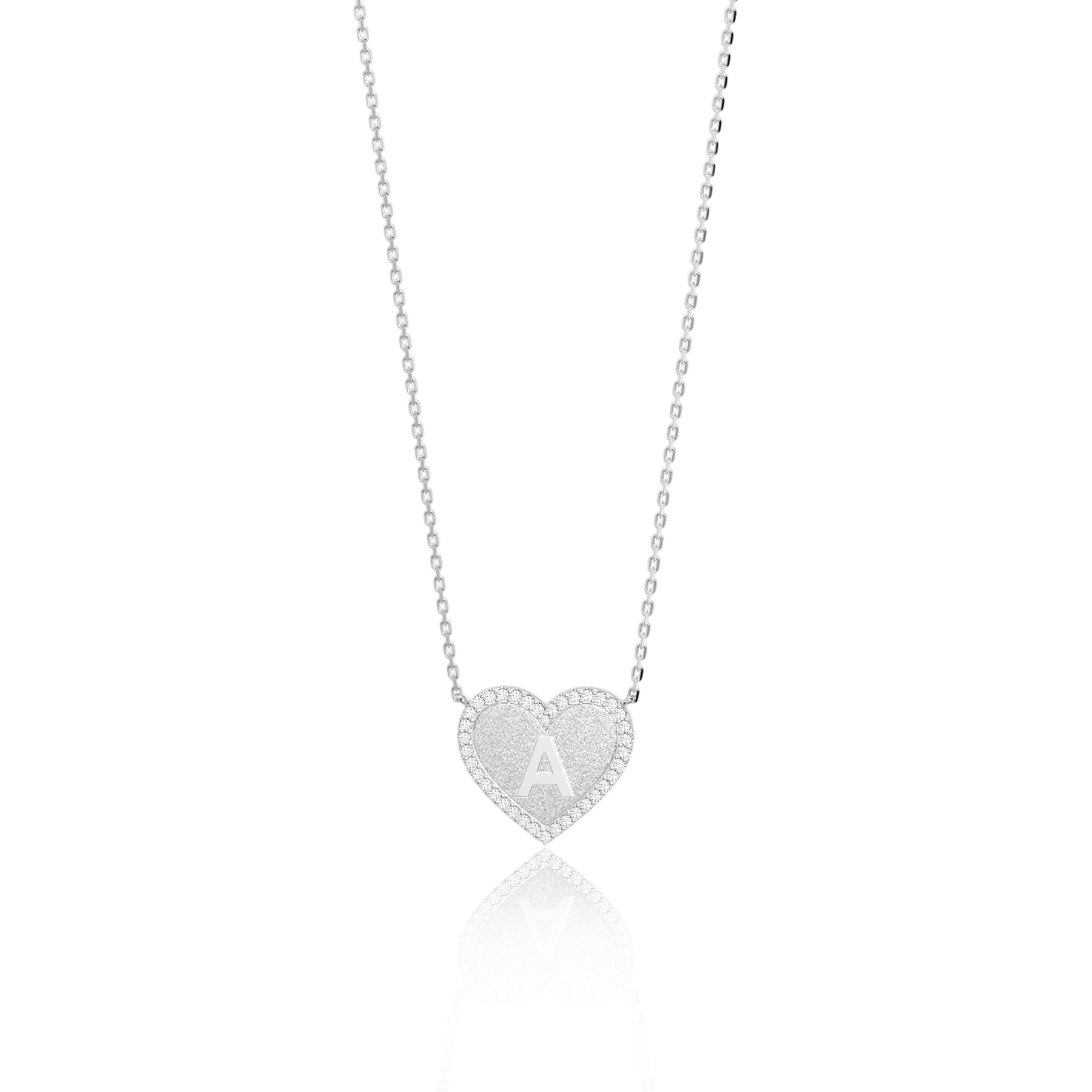 Halsketting met hartjes en initialen, zirkonia