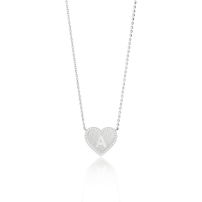 Halsketting met hartjes en initialen, zirkonia