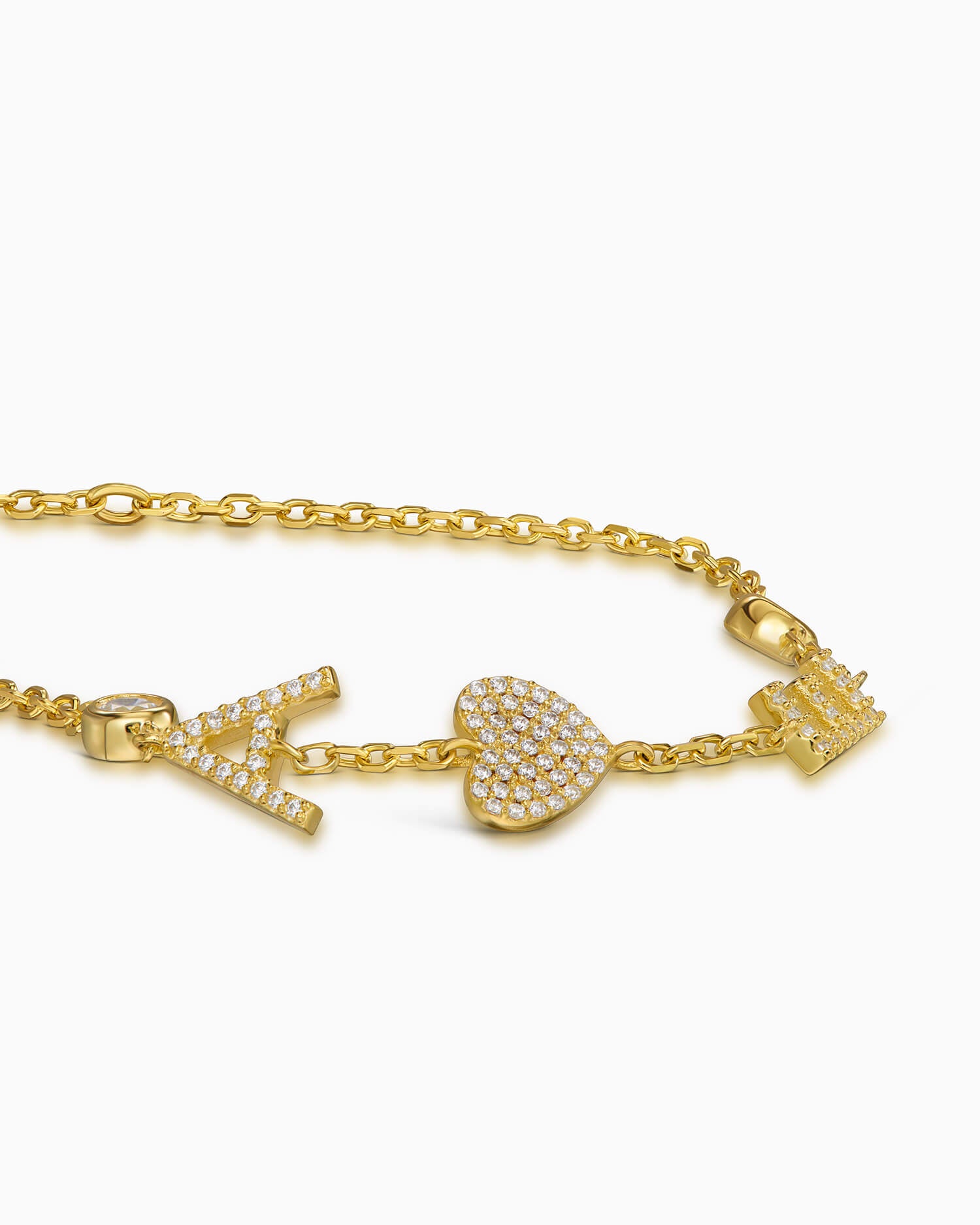 Buchstaben Armband Zirkonia mit Charms