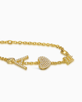 Buchstaben Armband Zirkonia mit Charms