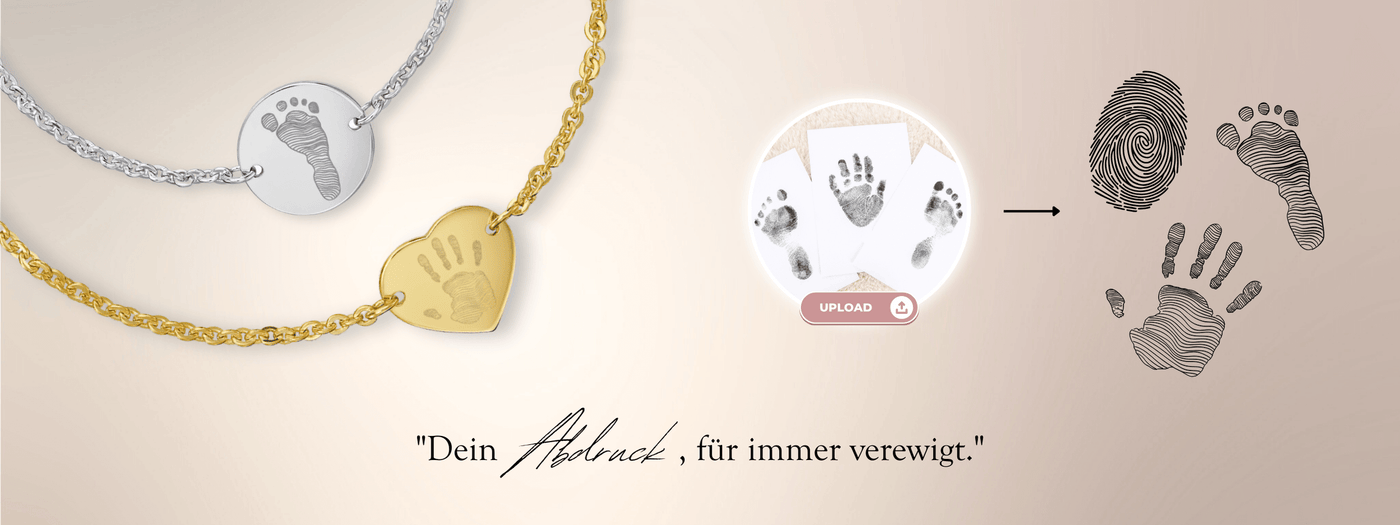 Children's/Babies' Engraved Bracelets - Fingerprint/Footprint/Handprint - 925 Sterling Silver, 18k Gold Plated