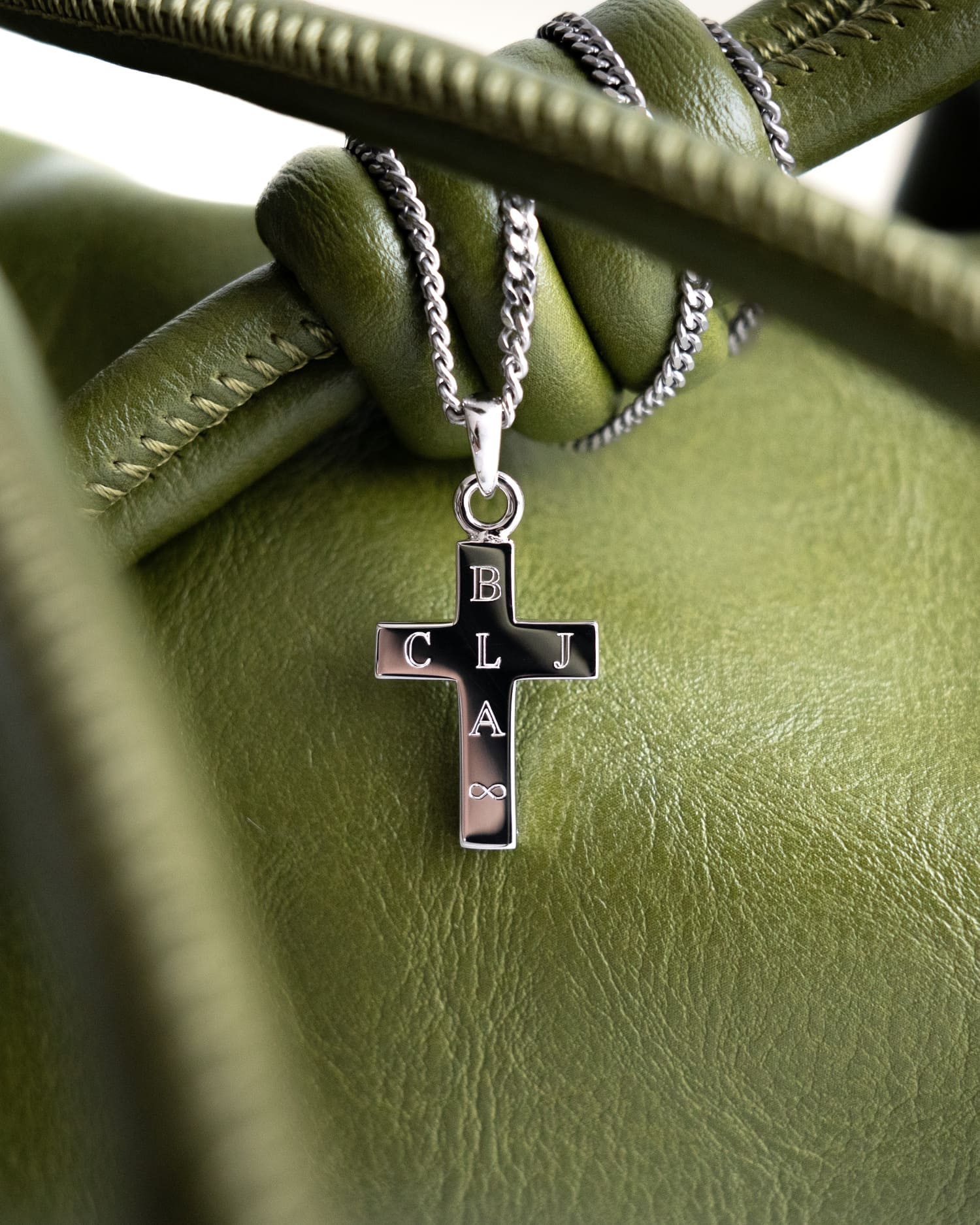 Kreuz Halskette Gravurplatte Anhänger Poliert