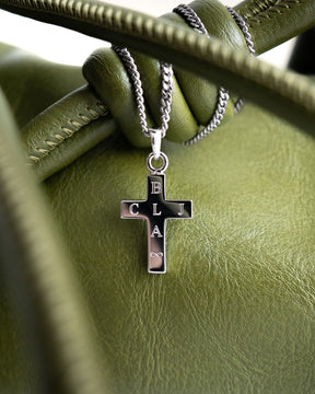 Kreuz Halskette Gravurplatte Anhänger Poliert